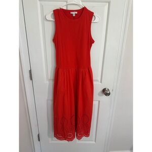 Free Assembly Red Sleeveless Dress Eyelet Hem XS Casual Summer‎ Tank